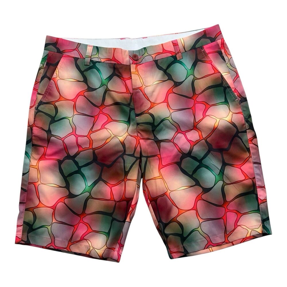 Hreski Men’s Golf Casual Shorts Sz 36 Multicolor geometric Flat Front